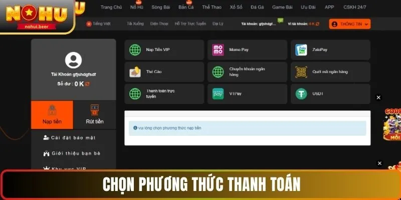 Chọn phương thức thanh toán