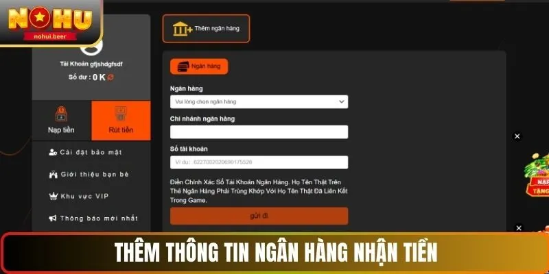 Thêm thông tin ngân hàng nhận tiền